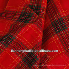 100% Yarn Dyed Cotton Red Check Brushed Woven Flannelet Fabric